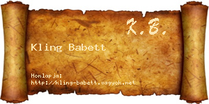 Kling Babett névjegykártya